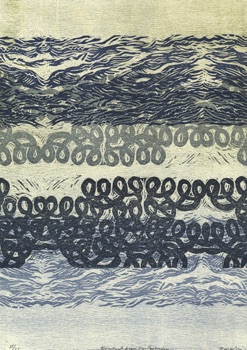 Judy Macklin
'Aberystwyth Dreams from Amsterdam' (front)
Woodcut 445mm x 315mm Judy Macklin
'Aberystwyth Dreams from Amsterdam' (front)
Woodcut 445mm x 315mm